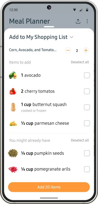 create shopping list