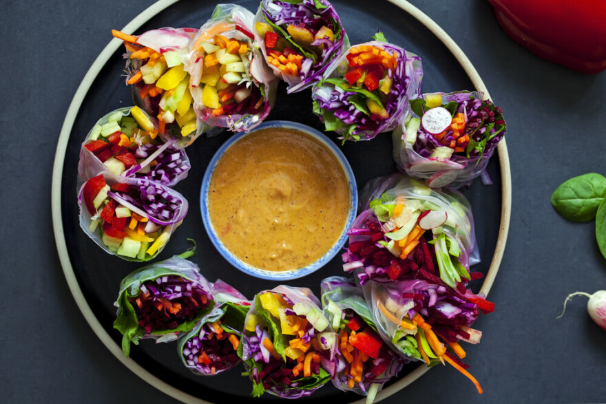 Fresh Spring Rolls and Peanut Dipping Sauce recipe